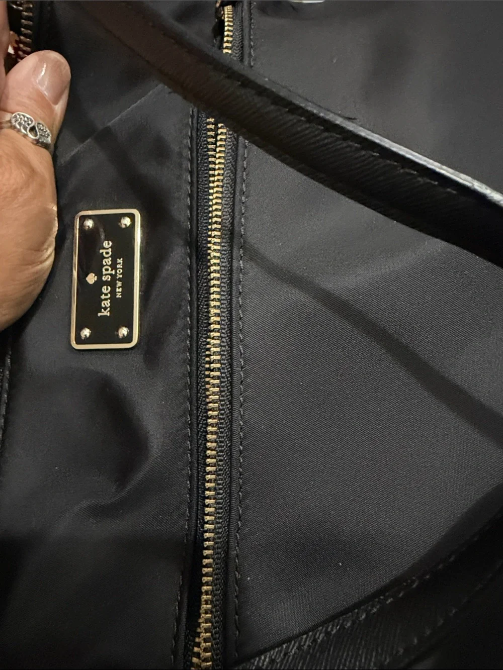 kate spade Black Shoulder Tote with Gold Hardware